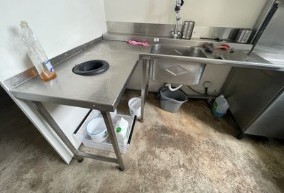 a kitchen with a stainless steel sink and a dishwasher