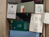 a box full of books sitting on top of a table