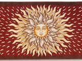 a painting of a sun with a face in the middle of it