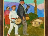 une image représentant un tableau sur lequel figure un homme avec une pipe et d'autres personnes