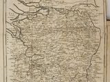 an old map of the country of france, with a line of roads