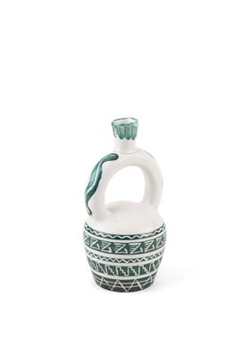 an image of a white and green vase on a white background