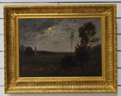 Huile sur toile "paysage au crépuscule" signée Paul Sébillea…