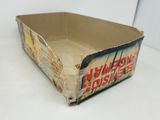 a cardboard box that has a picture of a man on it