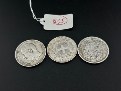 Lot de 3 pièces en argent pour numismate avertie : - - 5 Fra…