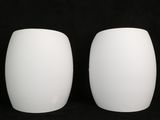deux vases blancs posés côte à côte sur un fond noir
