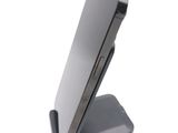 a close up of a cell phone on a stand