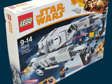 une boîte contenant des kits Lego Star Wars sur fond bleu