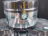 several jars of cbd hemp power gel sitting on top of each other
