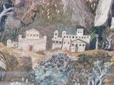 a picture of a painting of a village in the woods