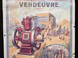 une affiche représentant une locomotive à vapeur exposée dans un musée