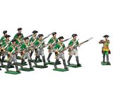 Les petits soldats sont vêtus d'uniformes verts et blancs