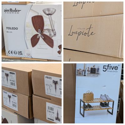 quatre photos de boîtes sur lesquelles figurent différents types d'objets
