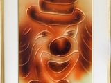painting of a clown wearing a hat and a top hat