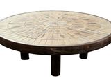 an image of a coffee table made of wood and stone