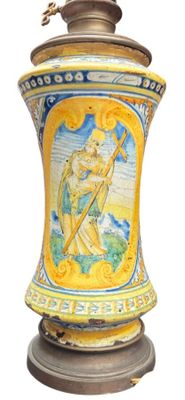 VASE ALBARELLO de type rocchetto en majolique polychrome, à … - Photo 1