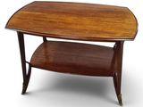 a wooden coffee table with a shelf on top of it