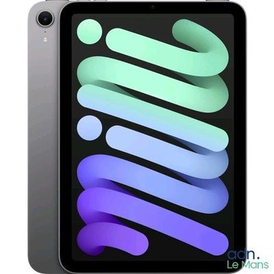 un gros plan d'un iPad Air orné d'un motif violet et vert
