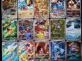 a lot of pokemon cards that are on the table