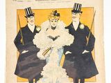 the front cover of a magazine with a drawing of a couple in top hats