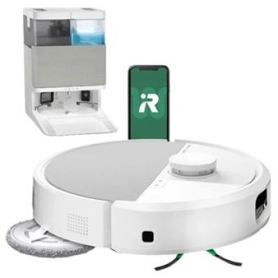 une image représentant un aspirateur robot sur lequel est posé un téléphone