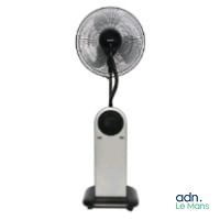 une image représentant un ventilateur blanc posé sur un support métallique