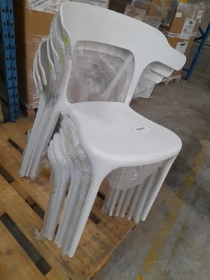 Lot DE 7 Chaises DE Jardins Blanches EN Pvc