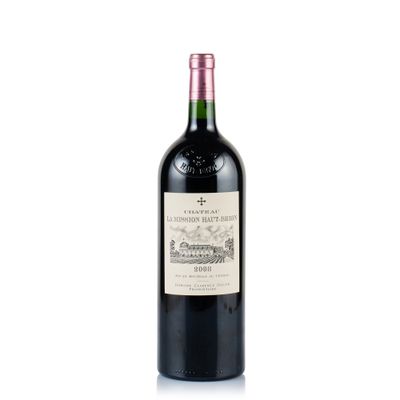 bottle of red wine with a white label on a white background