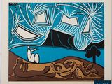 une image d'une image d'une peinture d'un bateau dans l'eau