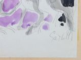 drawing of a horse with purple spots on it ' s back