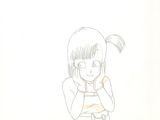 drawing of a girl with ponytails talking on a cell phone