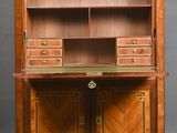 an antique wooden cabinet with two drawers and a marble top