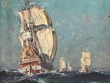 une image représentant un tableau d'un voilier en mer