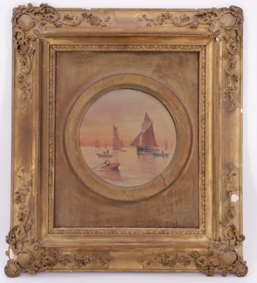 an image of a picture of a painting of boats in the water