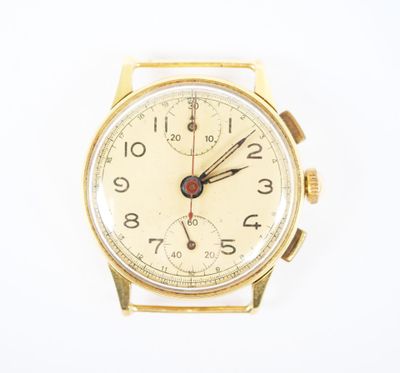une montre en or avec un cadran blanc et une trotteuse rouge
