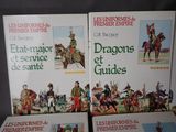 three books on a table with a picture of a man on a horse and a man on a horse