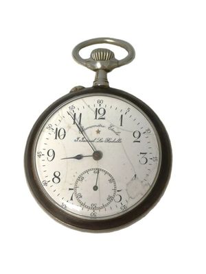 a close up of a pocket watch on a white background