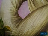 a picture of a painting of a woman with long blonde hair