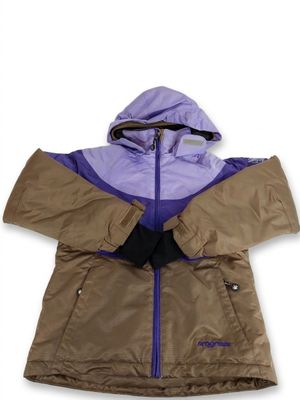 purple and brown jacket with hood on a white background