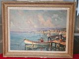 une image d'un tableau représentant un bateau dans l'eau