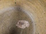 a close up of a person holding a brown vase