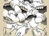 un dessin représentant un groupe de mains qui se tiennent par la main