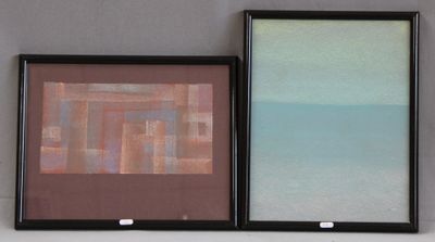 deux tableaux encadrés accrochés l'un à côté de l'autre au mur