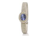 une montre-bracelet pour femme avec un cadran bleu et des diamants