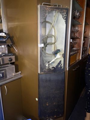 a woman that is standing in a kitchen next to a refrigerator