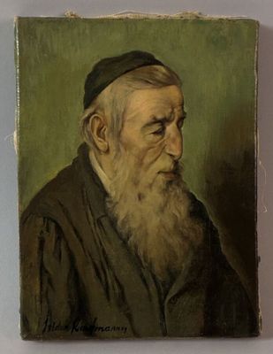 tableau représentant un vieil homme à la longue barbe et coiffé d'un chapeau
