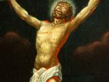 an image of a painting of a man on a cross