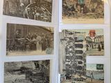 a book opened to show pictures of people and trains