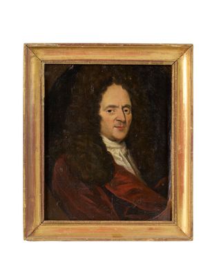 portrait d'un homme vêtu d'un manteau rouge et d'une chemise à col blanc