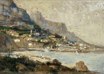 Alfred T. BASTIEN (1873-1955). Vue de mer au abord des colli…